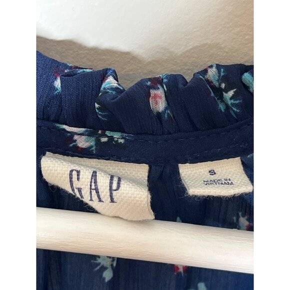 Gap Floral Ruffle Peplum Tank Top Blue White Small Sleeveless Blouse - Picture 4 of 8